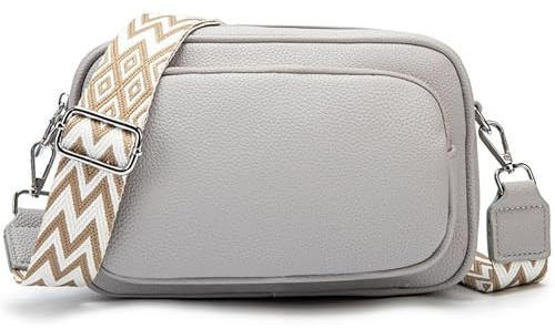 NIYUTA Borse a Tracolla da Donna, Borse a Spalla con Tasche Multiple, Pelle PU Borse a Mano Alla Moda con Tracolla Regolabile e Rimovibile Grigio