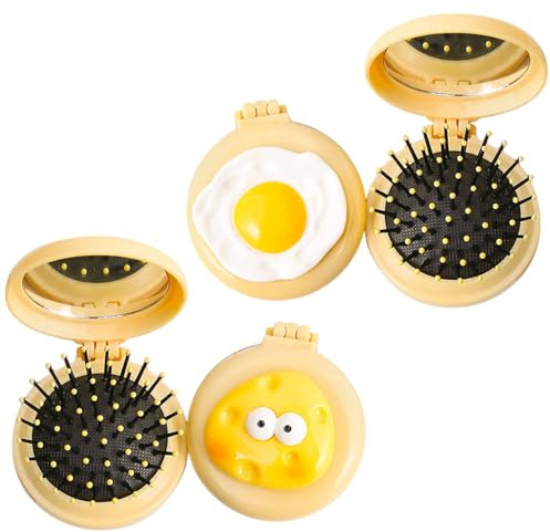 JSTHHTT 4 Pezzo Spazzola per Capelli Pieghevoli con Specchio, Spazzola Con Specchio Spazzola Tascabile, Spazzola per Capelli Pieghevole a Specchio, Pettine per Capelli Mini Tasca Spazzola da Viaggio