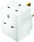 Multi Socket Plug Adaptor, Two Sockets, 5 x 5 x 7 cm, White
