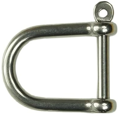 KAMERO Edelstahl Schäkel, Breite Öffnung, 6mm, verlierbarer Bolzen, Gerade Form, V4A Edelstahl