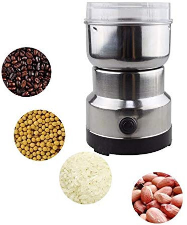OZBME Molinillo de café eléctrico Multifuncional de 150 W, de Acero Inoxidable, para Hierbas, Especias, Frutos Secos, Granos y Granos de café.