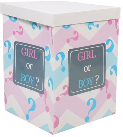 CLISPEED Gender Reveal Balloon Box for Baby Shower Party Decorative Foldable Paper Box 16X12X12 Inch Easy to Assemble with Vibrant Balloons for Boy or Girl Celebration