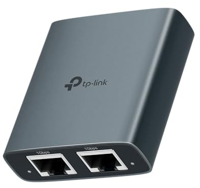 TP-Link Ethernet Splitter 1 to 2, 1000 Mbps High Speed Dual-Port Internet Splitter, Compatible w/ Cat8/7/6/5e/5, USB-C & Ethernet Cables Included, Aluminum Case, Plug and Play for Routers & More EH210