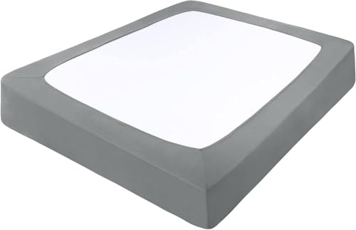 Mantovana Letto Matrimoniale Singolo Elasticità Vestiletto 120x200 160x190 Microfibra, Coprirette Elastica a 4 Lati, Facile da Rimuovere e Lavare(Grigio chiaro,140x200+38cm)