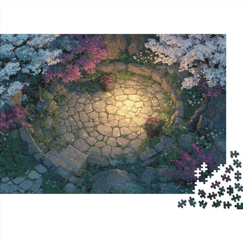 Camino de Piedra de Jardín Puzzle de 1000 Piezas Papel para Adultos Luz Nocturna Puzzle para Toda la Familia 70x50cm/1000pcs