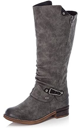 Rieker Damen Winterstiefel 94652, Frauen Stiefel,Winterboots,langschaftstiefel,gefüttert,wasserdicht,Boots,Winterschuhe,grau (45),40 EU / 6.5 UK