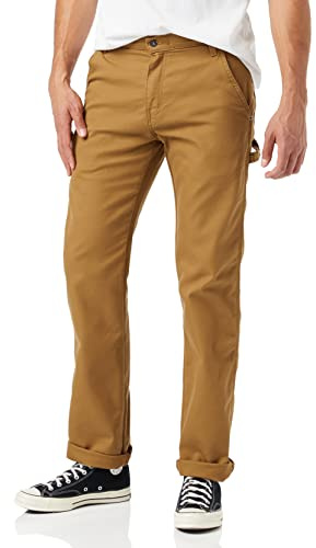 Dickies Mens Tough Max Duck Carpenter Pants, Stonewashed Brown Duck, 30W x 32L US