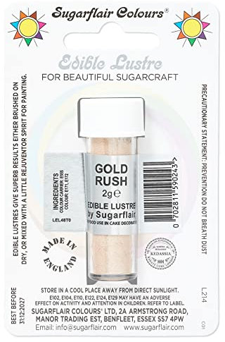 Sugarflair Gold Rush Edible Lustre Dust, Add a Lustrous Shine to Cakes or Decorations. Brush On or Add Rejuvenator to Create Eye-Catching Edible Paint, Gives Shine to Your Bakes - 2g (Pack of 4)
