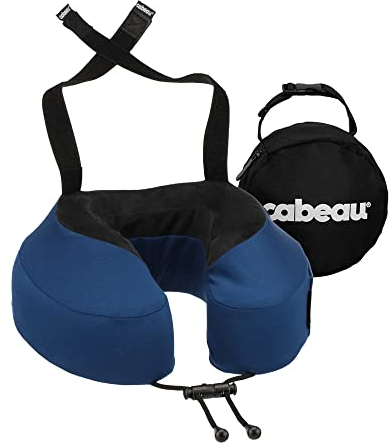 Cabeau Evolution S3 Travel Pillow – Straps to Airplane Seat – Ensures Your Head Won’t Fall Forward – Relax with Plush Memory Foam – Quick-Dry Fabric Keeps You Cool and Dry (Indigo)…