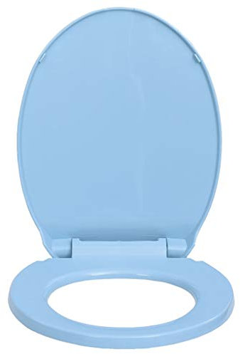 Festnight Tapa y Asiento de Váter con Cierre Suave Ovalada Asiento de Inodoro Universal Azul 46 x 34 cm