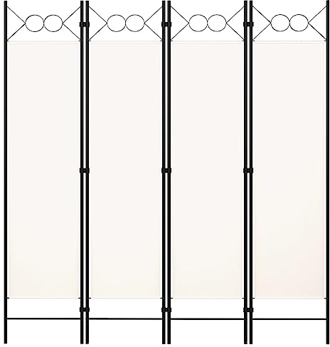 vidaXL 4-Panel Room Divider Folding Panel Screen Movable Partition Privacy Separator Wall Furniture Indoor Bedroom Office160x180 cm White