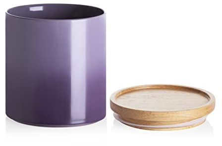 Sweejar Ceramic Food Storage Jar, Stackable Kitchen Canisters, Containers with Airtight Seal Wooden Lid for Serving Ground Coffee, Tea, Sugar, Salt and More - 16 Fl Oz (Gradient Purple)