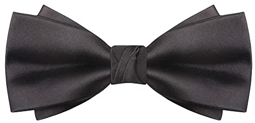WANYING Hombre Pajaritas Preatadas Batwing Pajarita con Cierre de Gancho Ajustable 12 x 6 cm - Liso Negro