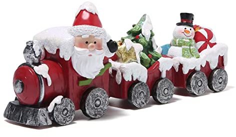 Hodao Christmas Train Decorations Xmas Train Figurines Winter Decor Handmade Polyresin Figurines for Xmas Decor Gift - Christmas Party Home Decorations Table top Figurine