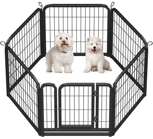 Abician Parc pour Chien en 6 Panneaux 60 x 60cm Enclos pour Chien en Métal