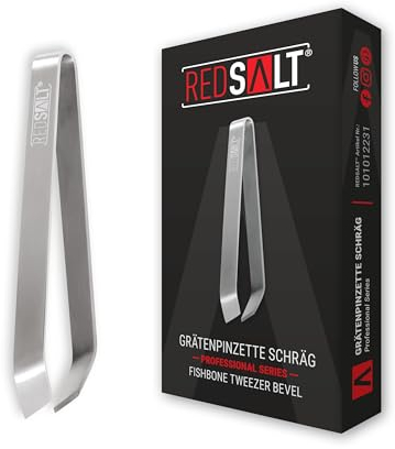 REDSALT® Profi Grätenpinzette schräge Spitze 11cm | rostfreier Edelstahl INOX matt 18/10 Qualität | Fischgrätenpinzette 100% spülmaschinenfest | Fischgrätenzange Fisch Entgräter Grätenzange Pinzette