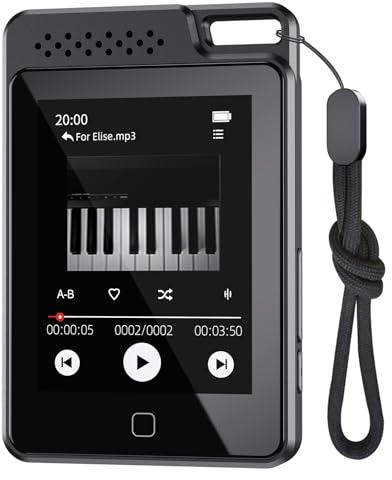 64GB Reproductor MP3 Bluetooth 5.3, Pantalla táctil Completa de 2,4 Pulgadas, Cubierta de Metal, Reproductor de MP3 portátil con Altavoz, grabación de Voz, Radio FM