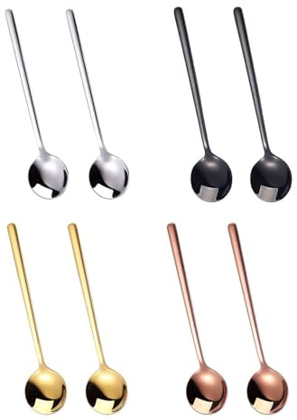 8 st Liten Rund Kaffesked, Mini Espresso Kaffesked, Mini Sked, Svart Kaffesked, Liten Set Av Rostfritt Stål Sked