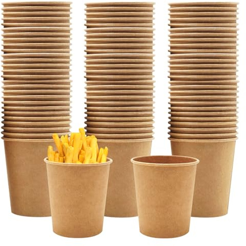 LEKEFETO 200 Stück Pappbecher 100ml (3oz) - Umweltfreundliche Kaffeebecher aus Braunem Kraftpapier, Heiß-Kalt-Becher für Espresso, Getränke & Party | Biologisch Abbaubar, Auslaufsicher