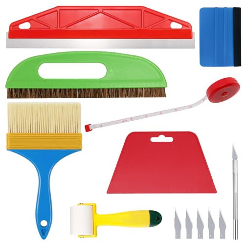 Herramienta profesional para papel pintado de 15 piezas, juego de herramientas manuales con espátula alisadora, para adhesivo, instalación wallcovering y película ventanas