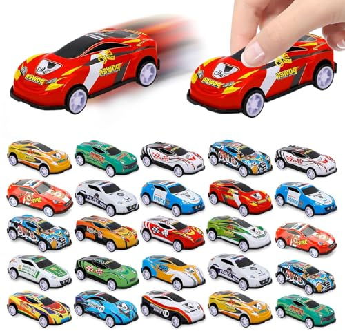 Coches Pequeños para Niños 24 Piezas Mini Coches de Juguete de Metal Coche de Juguetes de Retroceso Ideales para Niños de 3 a 8 Años, Juegos de Carreras y Actividades Familiares