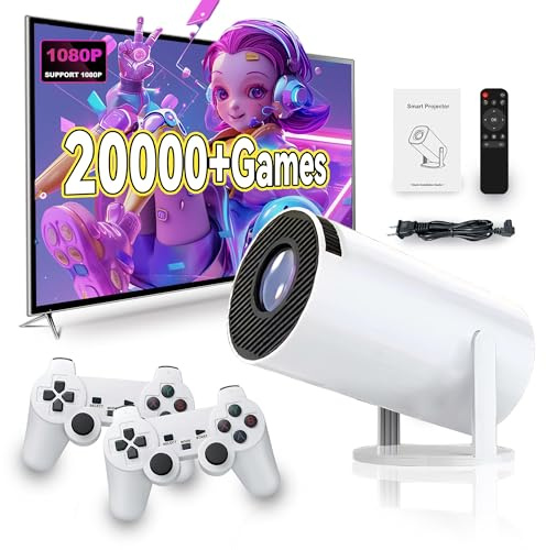 Mini projecteur Portable avec 2 manettes de Jeu, X30 Console de Jeux vidéo d'extérieur 130 Pouces avec Jeux Classiques 20000+, projecteur de cinéma à écran 4K avec WiFi, Bluetooth et Manette de Jeu
