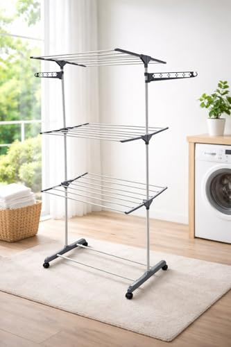 Inflate Decorate Ltd. 4 Tier Clothes Airer Rack 162L x 75W Extra Large Indoor Outdoor Foldable Laundry Rack for Efficient Drying & Space Maximization