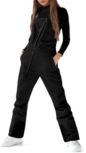 Pantalon De Ski Femme Tenue De Femme Salopette pour L'extérieur Chaude Combi Skis Ensemble Thermique Respirante Imperméable Veste De Skis Hiver Coupe-Vent Vetement Gifts for Women Noir M