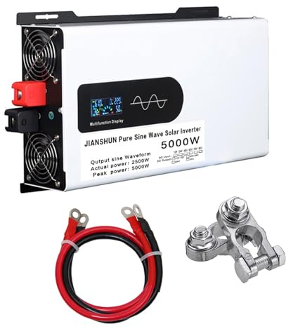 YIXANNX Convertitore inverter a onda sinusoidale pura per auto Convertitore inverter da 5000 W Onda sinusoidale pura da 5000 Watt di potenza di picco durevole