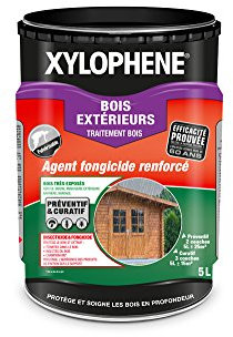 XYLOPHENE - Traitement Bois Extérieurs - Anti Insectes et Anti Termites - Spécial Bois Très Exposés Extérieur - Pour Bardage, Abris, Volets, Palissades - Formule Renforcée en Fongicide - 5L - Incolore