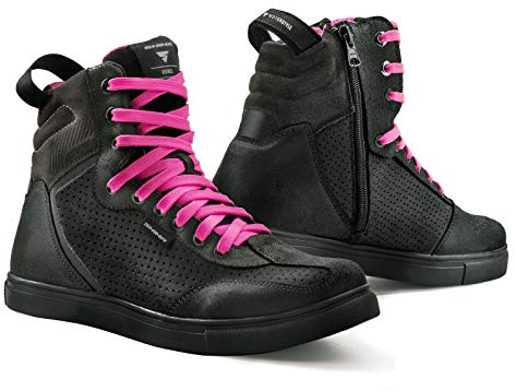 SHIMA Rebel WP, Imperméables Bottes Moto Femme | Respirantes, Renforcées, Chaussueres de Motard en Cuir, Support de Cheville, Semelle Antidérapante, (Noir, 36)