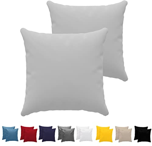 Kissenbezug 40x40 (Set mit 2) - 100% Jersey Baumwolle 150 g/qm Kissenbezüge -Grau - Für Kissen 40 x 40 cm - Kissenhülle - Kissenbezug - Resistent und Hypoallergen - Dreamzie