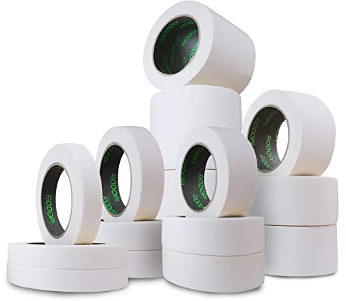 RODOPI Kreppband SplashGuard 19mm 25mm 36mm 50mm 100mm Malerkrepp 50m Rolle Abklebeband leicht abtrennbar Malerband Beige Abdeckband für Maler Kreppbänder (50mm, 1 Rolle)