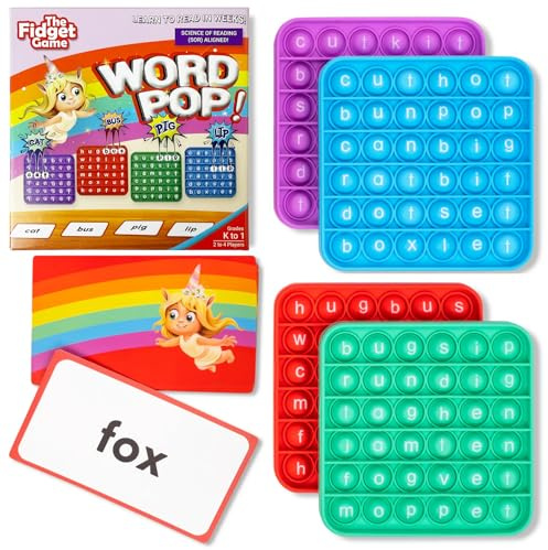 The Fidget Game Word Pop, CVC Word Games for Kids 4-6 - Learn to Read in Weeks - Multisensory Reading & Phonics Interactive Board Game Ideal for Pre Kindergarten to 1st Grade