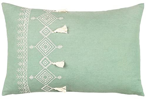 Muebles. Funda de cojín Pritta de algodón con Bordado y borlas