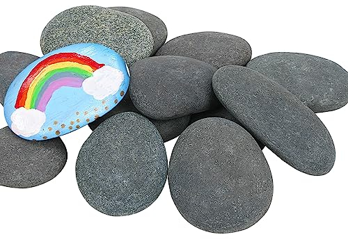 Stoepeoco 33 Stück Flache Steine zum Bemalen,5-7.5 cm Glatte Kieselsteine zum Bemalen,Flache Kieselsteine zum Basteln,handverlesene Naturstein Aquarium Deko-Steine