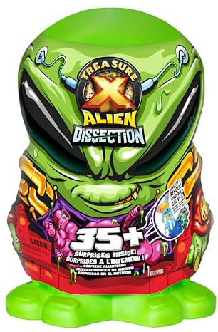TREASURE X Mega Alien Dissection With 35 Plus Surprises Inside, Dissect the 12 Inch Tall Alien, Rescue the 4 Alien Treasure Hunters, Discover Alien Weapons, Stickers, Plus 4 Alien Treasures