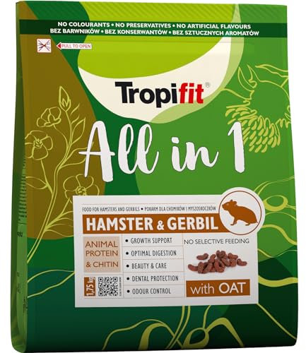 Tropifit All in 1 Hamster & Gerbil 1,75kg – Futter für Hamster und Rennmäuse – extrudiertes Alleinfutter mit Mehlwürmern, Garnelen, Luzerne und Ballaststoffen