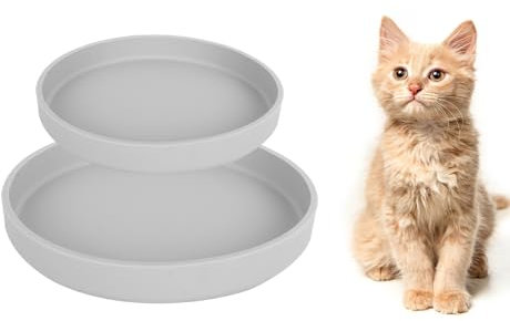 Lollanda -Futternapf für Katzen-2er Set,Silikon Futterschale,Trinkschale oval,Silikonnapf breit für Trockenfutter und Nassfutter (Grau)