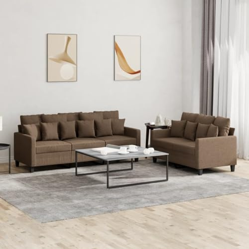 Gecheer Juego de sofás con Cojines 2 Piezas Tela marrón,Sofá Chaise Longue Moderno Minimalista Silla Sillón de Asiento Grueso para Dormitorio/Sala de Estar/Apartamento,Type 5