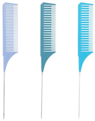 NTRUXZP 3 Piezas Peine Mechas Peine Peluqueria, Peine Cola de Rata Peine Para Mechas Pelo Peine Antiestático Eine de Cola de Acero Inoxidable, Para el Peinado del Cabello Masculino y Femenino