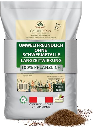 Gartenkorn Bio Bodenaktivator & Rasendünger [17 kg/130-170 m²]– Bodenaktivator für Pflanzen & Gemüse, Bodenverbesserer Garten, Organischer Rasendünger Herbst, Verdrängt Moos, Streuwagen geeignet