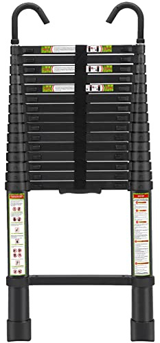 RIKADE Telescopic Ladder, 20.34FT Aluminum Telescoping Ladder with Stable Hook and Non-Slip Feet, Portable Extension Ladder for Household and Outdoor Working, Max Load 330lbs, Black