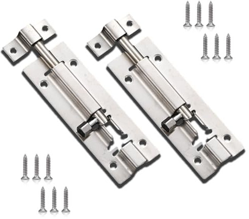 Bedroom Internal Doors Bolts Lock, 2Pcs Door Lock Without Drilling, Bathroom Door Lock, Bedroom Door Lock, Door Bolts for Bathroom Bedroom Shed Garden Toilet