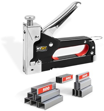 My DIY - Pistola grapadora de clavos con removedor de 1500 grapas T 'U' 'D' 3 en 1, grapadora de tapicería resistente, ideal para reparaciones del hogar, carpintería, proyectos de manualidades,