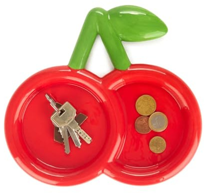 Balvi Plateau décorative Cherry Couleur Rouge Vide-Poches en Forme de Cerise Céramique 23 cm