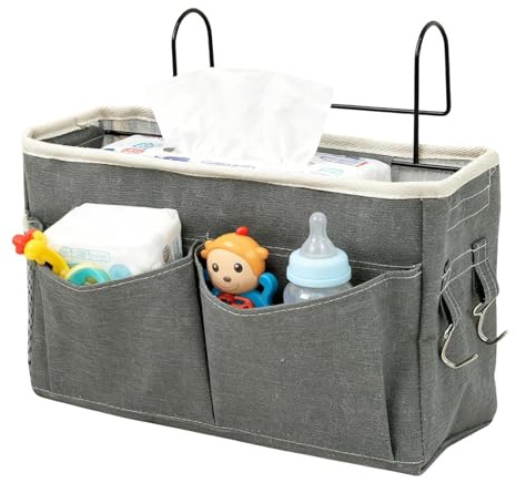 Bedside Organizer - Adjustable Space-Saving Storage Bag, Portable Nursery Diaper Holder Pocket with Multi Compartments, Hanging Bed Caddy | Dorm Bedroom Kids Room Travel Baby Bottle Toy Tissue Book St