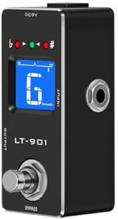 URPIZY Rowin True Bypass gitarr-kromatisk stämapparat pedal med precision ± 1 cent, LCD-skärm, metallhölje, kompakt (95 x 45 x 48 mm), för akustisk och elgitarr
