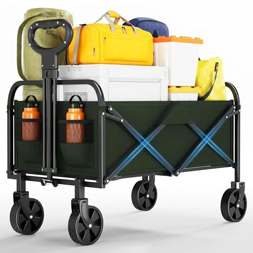 Garvee Carro de Camping Plegable 220L - Ruedas Todoterreno 360° y Manillar Ajustable - Tejido Oxford Impermeable y Gran Capacidad Picnic, Pesca, Compras y Festivales
