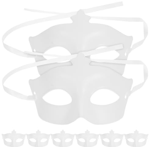 BESTonZON 10 Pièces Masque Demi-facial Blanc en Plastique Vierge pour Bricolage, Portable et Léger, pour Fête à Thème et Cosplay